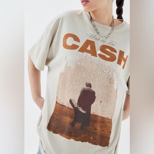Johnny Cash T-Shirt in Cream and Brown